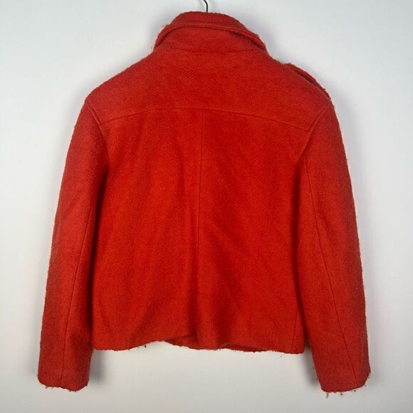 Sister Jane Tweed Boucle Moto Jacket Biker Wool Blend Orange women’s size S - Picture 2 of 9